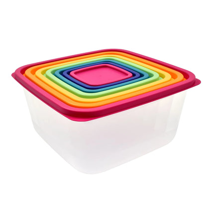 Mainstays 14 Piece Rainbow Plastic Food Storage Set, Pink Rainbow