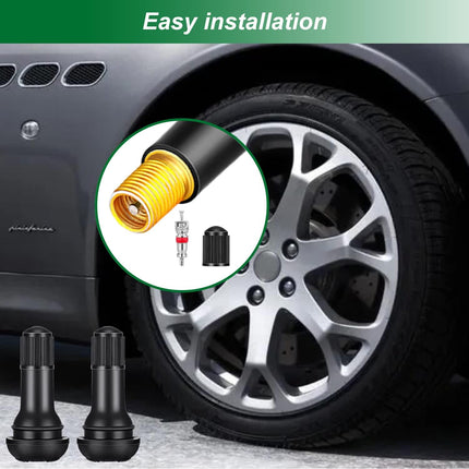 weideer TR412, TR413, TR414 Black Rubber Snap-in Tire Valve Stem for Replacement of Tubeless Rim Holes ofStandard Cars