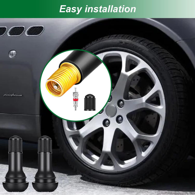 weideer TR412, TR413, TR414 Black Rubber Snap-in Tire Valve Stem for Replacement of Tubeless Rim Holes ofStandard Cars