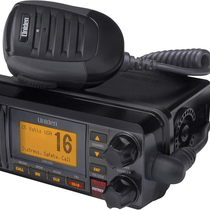 Uniden UM385BK 25 Watt Fixed Mount Marine VHF Radio, Waterproof, Marine Channels