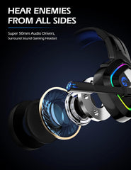 ZIUMIER Gaming Headset PS4 Headset, Xbox One Headset with Noise Canceling Mic and RGB Light, PC Headset with Stereo Surround Sound, Over-Ear Headphones for PC, PS4, PS5,Xbox One, Laptop (Blue)