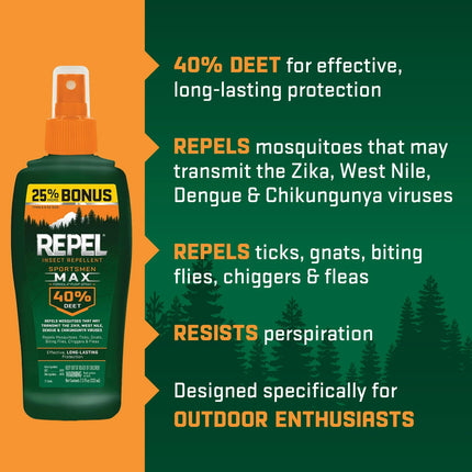 Repel Insect Repellent Sportsmen Max Formula spray pump 40% Deet, 7.5-fl oz