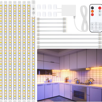 LAFULIT Under Cabinet Lighting Kit - 8 PCS, 2700K Warm White Flexible LED Strip Lights,13ft