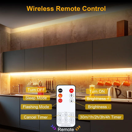 LAFULIT Under Cabinet Lighting Kit - 8 PCS, 2700K Warm White Flexible LED Strip Lights,13ft