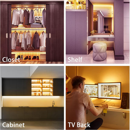 LAFULIT Under Cabinet Lighting Kit - 8 PCS, 2700K Warm White Flexible LED Strip Lights,13ft