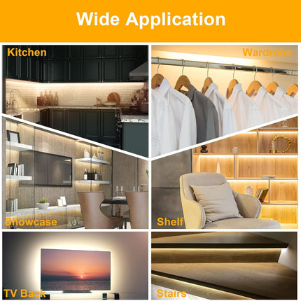 LAFULIT Under Cabinet Lighting Kit - 8 PCS, 2700K Warm White Flexible LED Strip Lights,13ft