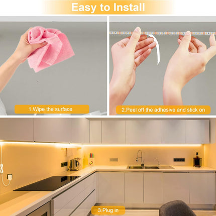 LAFULIT Under Cabinet Lighting Kit - 8 PCS, 2700K Warm White Flexible LED Strip Lights,13ft