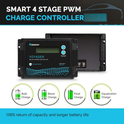 Renogy Voyager 20A 12V/24V PWM Waterproof Solar Charge Controller w/ LCD Display, 20A