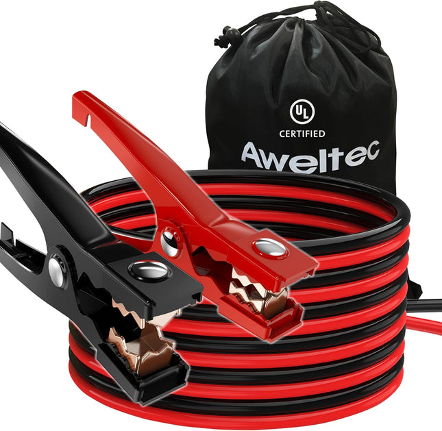 AWELTEC Jumper Cables for car, UL-Listed 8 Gauge 12 Feet Heavy Duty Booster Cables with Carry Bag (8AWG x 12Ft)