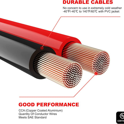 AWELTEC Jumper Cables for car, UL-Listed 8 Gauge 12 Feet Heavy Duty Booster Cables with Carry Bag (8AWG x 12Ft)