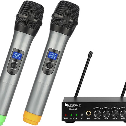 Fifine UHF Dual Channel Wireless Handheld Microphone System-K036