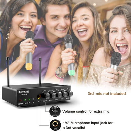 Fifine UHF Dual Channel Wireless Handheld Microphone System-K036