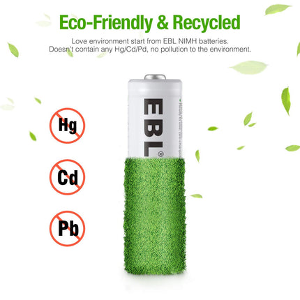 EBL AAA Ni-MH Rechargeable Batteries AAA Batteries ProCyco Technology (Typical 1100mAh, Minimum 1000mAh)