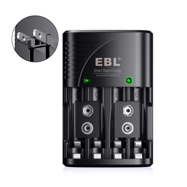 EBL Smart Rapid AA AAA Charger for AA AAA 9V Rechargeable Batteries Ni-MH Ni-CD Rechargeable Batteries