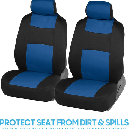 BDK PolyPro Car Seat Covers Full Set in Blue on Black – Front and Rear Split Bench Seat Covers, Easy to Install, Car Accessories for Auto Trucks Van SUV