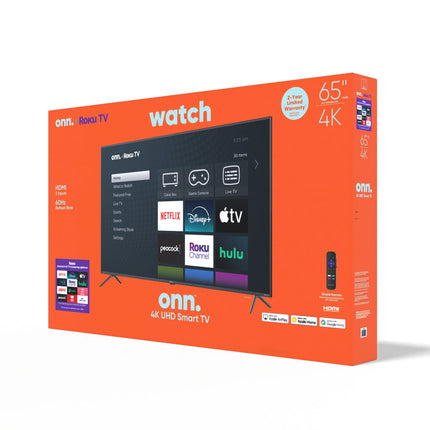 onn. 65� Class 4K UHD (2160P) LED Roku Smart Television HDR (100012587)
