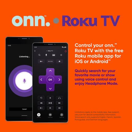 onn. 50� Class 4K UHD (2160P) LED Roku Smart Television HDR (100012585)