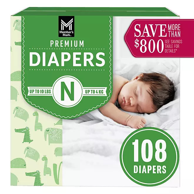 Member's Mark Premium Baby Diapers, Size 1 - 176 ct.(8-14 lbs.)
