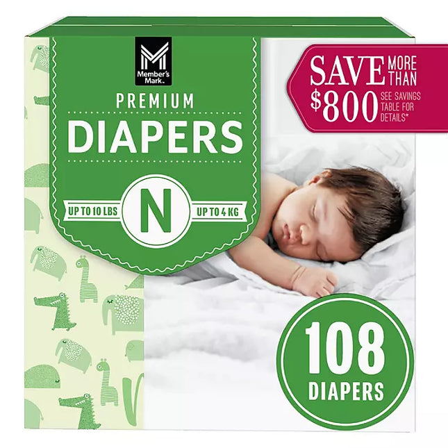 Member's Mark Premium Baby Diapers, Size 1 - 176 ct.(8-14 lbs.)