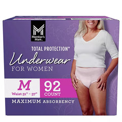 Member's Mark Total Protection Incontinence Underwear for Women, Medium - 92 ct.