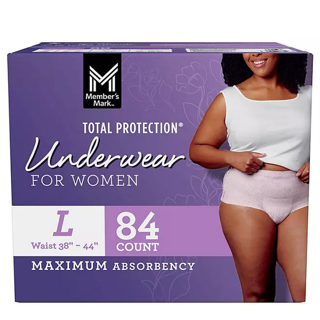 Member's Mark Total Protection Incontinence Underwear for Women, Large - 84 ct.