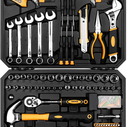 DEKOPRO 158 Piece Tool Set-General Household Hand Tool Kit,Auto Repair Tool Set, with Plastic Toolbox Storage Case