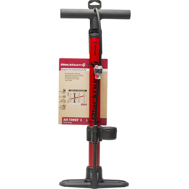 Blackburn Air Tower 3 Bicycle Floor Pump with Mid Gauge, 24" Length