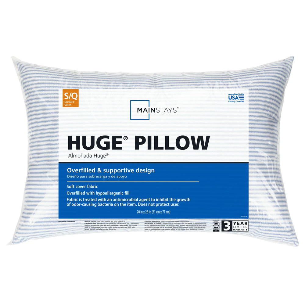 Mainstays Huge Overfilled Bed Pillow, Standard/Queen