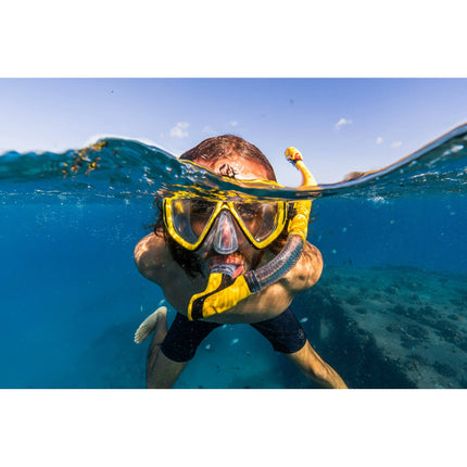 Body Glove Passage Adult Swimming Diving Mask and Snorkel Combo, GoPro Mount on Mask, Yellow