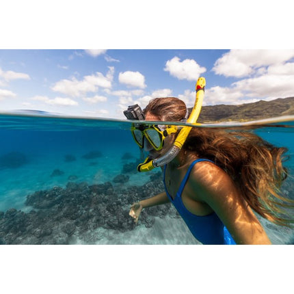 Body Glove Passage Adult Swimming Diving Mask and Snorkel Combo, GoPro Mount on Mask, Yellow