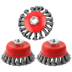 WENORA 3 Pack Wire Wheel Brush for Angle Grinder, 4 Inch Angle Grinder Wire Wheel, Wire Wheels for 4 1/2 Angle Grinder -5/8 Inch Threaded Arbor ,0.02 Inch Carbon Steel Wire Brush for Angle Grinder