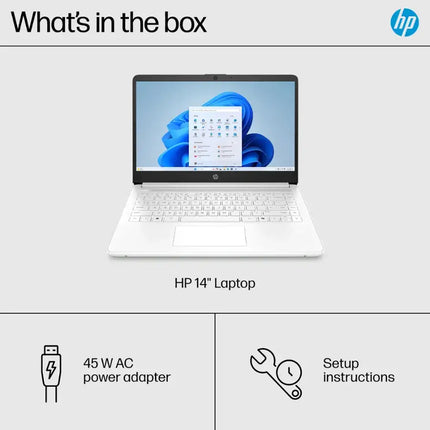 HP - 14" Laptop - Intel Celeron - 4GB Memory - 64GB eMMC - White