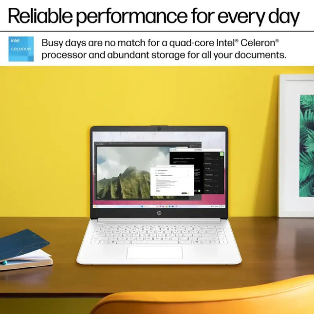 HP - 14" Laptop - Intel Celeron - 4GB Memory - 64GB eMMC - White