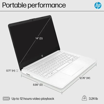 HP - 14" Laptop - Intel Celeron - 4GB Memory - 64GB eMMC - White