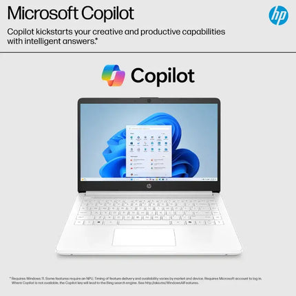 HP - 14" Laptop - Intel Celeron - 4GB Memory - 64GB eMMC - White
