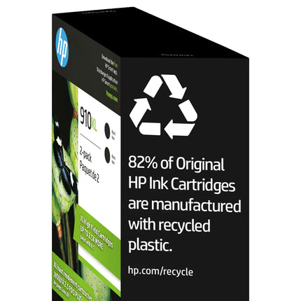 HP 910XL High Yield Ink Cartridge, Black, 2-Count