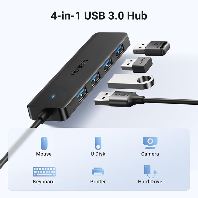 UGREEN USB 3.0 Hub, 4 Ports USB A Splitter Ultra-Slim USB Expander for Mouse, Keyboard, Flash Drive, U Disk, Printer Compatible with Laptop, Desktop PC, Xbox, PS5, and More