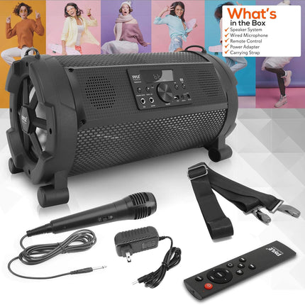 Pyle Wireless Portable Bluetooth Boombox Speaker - 500W 2.1Ch Rechargeable Boom Box Speaker Portable Barrel Loud Stereo System with Flashing LED, Digital LCD Display,AUX,USB, 1/4" Mic in - PBMSPG180.5