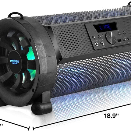 Pyle Wireless Portable Bluetooth Boombox Speaker - 500W 2.1Ch Rechargeable Boom Box Speaker Portable Barrel Loud Stereo System with Flashing LED, Digital LCD Display,AUX,USB, 1/4" Mic in - PBMSPG180.5