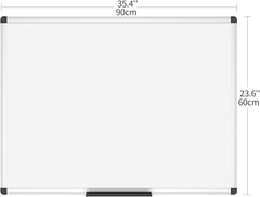 VIZ-PRO Magnetic Dry Erase Board, 36 X 24 Inches, Silver Aluminium Frame