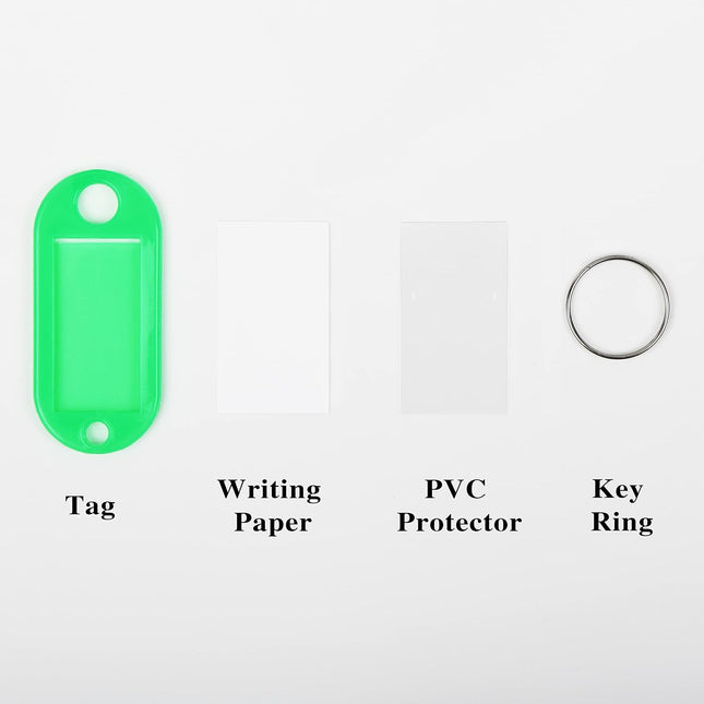 Simetufy Plastic Key Tags, Key Labels with Ring and Label Window, Key Chain ID Tags, Key Identifiers for Name,Luggage 10 Colors