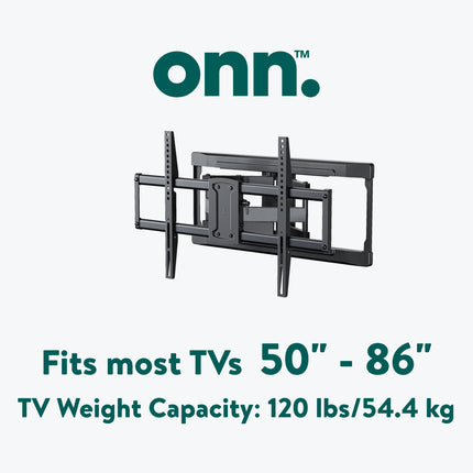 onn. Full Motion TV Wall Mount for 50'' to 86'' TVs, up to 15� Tilting