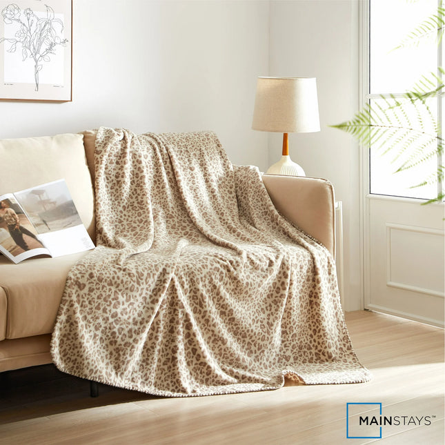 Mainstay Multicolor Abstract Leopard Fleece Throw Blanket, Standard Throw