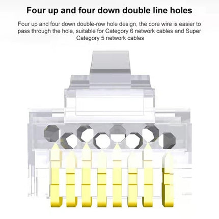 Cat6e Unshielded Pass Through RJ45 Connector Modular Plug