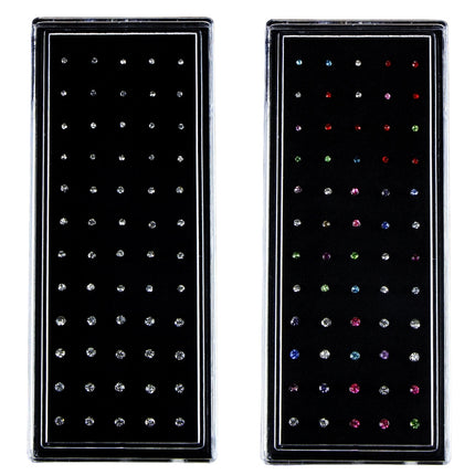 Color Mixed Diamond Shape Stainless Steel Nose Stud Rings L Shaped Piercing Jewelry,Pin Length: 7mm, pin diameter: 0.6mm (Color)
