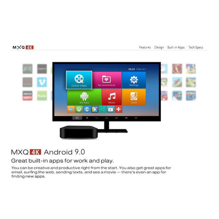 MXQ 4K Full HD Media Player RK3229 Quad Core KODI Android 9.0 TV Box with Remote Control, RAM: 1GB, ROM: 8GB, Support HDMI, WiFi, Miracast, DLNA(Black)