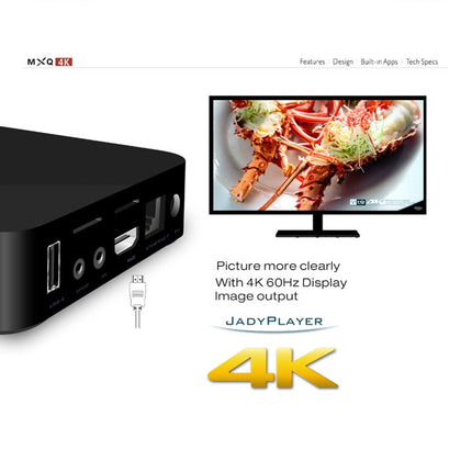 MXQ 4K Full HD Media Player RK3229 Quad Core KODI Android 9.0 TV Box with Remote Control, RAM: 1GB, ROM: 8GB, Support HDMI, WiFi, Miracast, DLNA(Black)