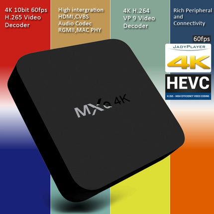 MXQ 4K Full HD Media Player RK3229 Quad Core KODI Android 9.0 TV Box with Remote Control, RAM: 1GB, ROM: 8GB, Support HDMI, WiFi, Miracast, DLNA(Black)