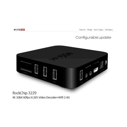 MXQ 4K Full HD Media Player RK3229 Quad Core KODI Android 9.0 TV Box with Remote Control, RAM: 1GB, ROM: 8GB, Support HDMI, WiFi, Miracast, DLNA(Black)