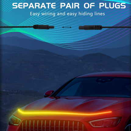 Car LED Streamer Phantom Running Lights Voice-Controlled Rhythmic Atmosphere Light With Turn Signals, Length: G15 1.5m APP